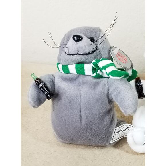 Coca Cola Polar Bear Seal Bean Bag Plush 1997 1998 Christmas 8" New Vintage x3 - Picture 4 of 16